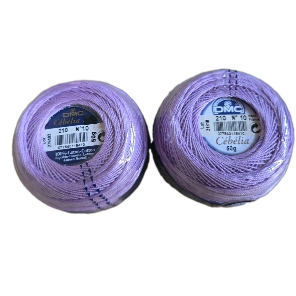 DMC CEBELIA COTTON 50G COLOR 210 SIZE 10 Lot Of 2 Lavender NOS New 3 Cord Thread
